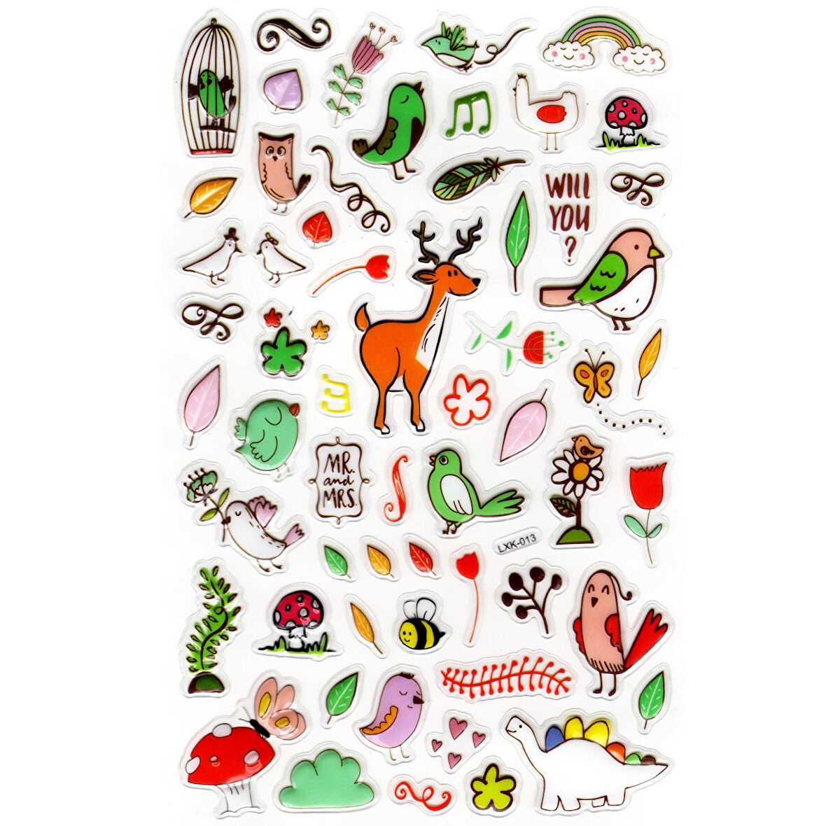 Sticker Kabartmalı Stiker Defter, Planlayıcı Etiket (lxk-013) - 22X14 cm - Müzik Kuş Geyik