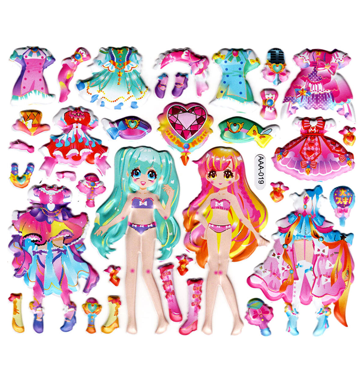 Sticker Kabartmalı Stiker Defter, Planlayıcı Etiket (AAA-019) - 15X13 cm - Kız Giydirme Parti
