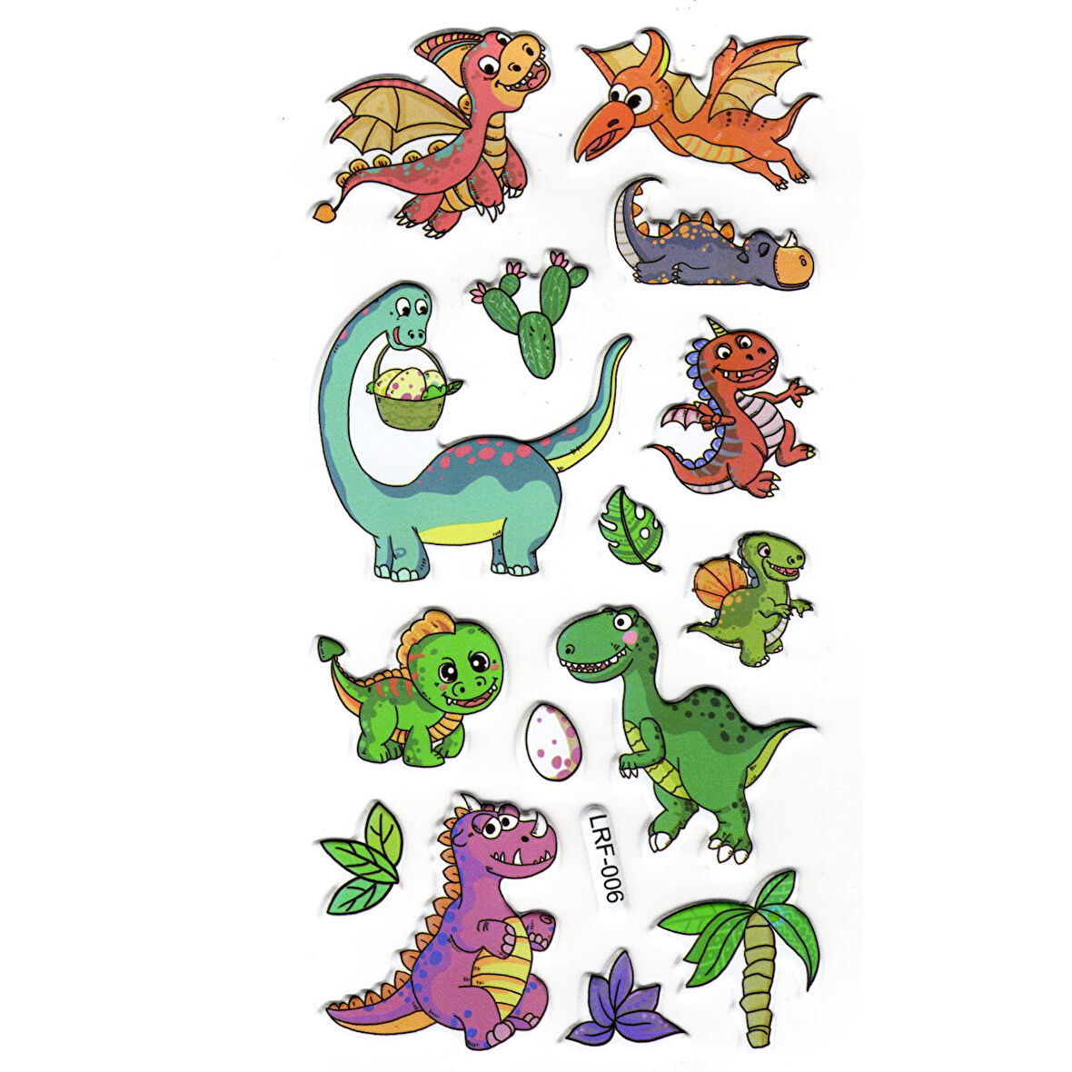 Sticker Kabartmalı Stiker Defter, Planlayıcı Etiket (lrf-006) - 17X9 cm - Eğlenceli Dinazor
