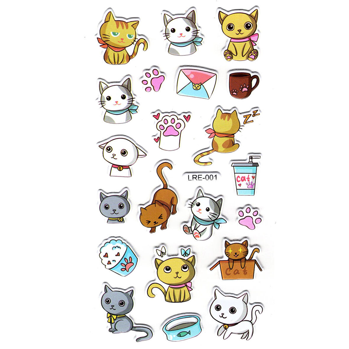 Sticker Kabartmalı Stiker Defter, Planlayıcı Etiket (lre-001) - 17X9 cm - Pati Mektup Kedi