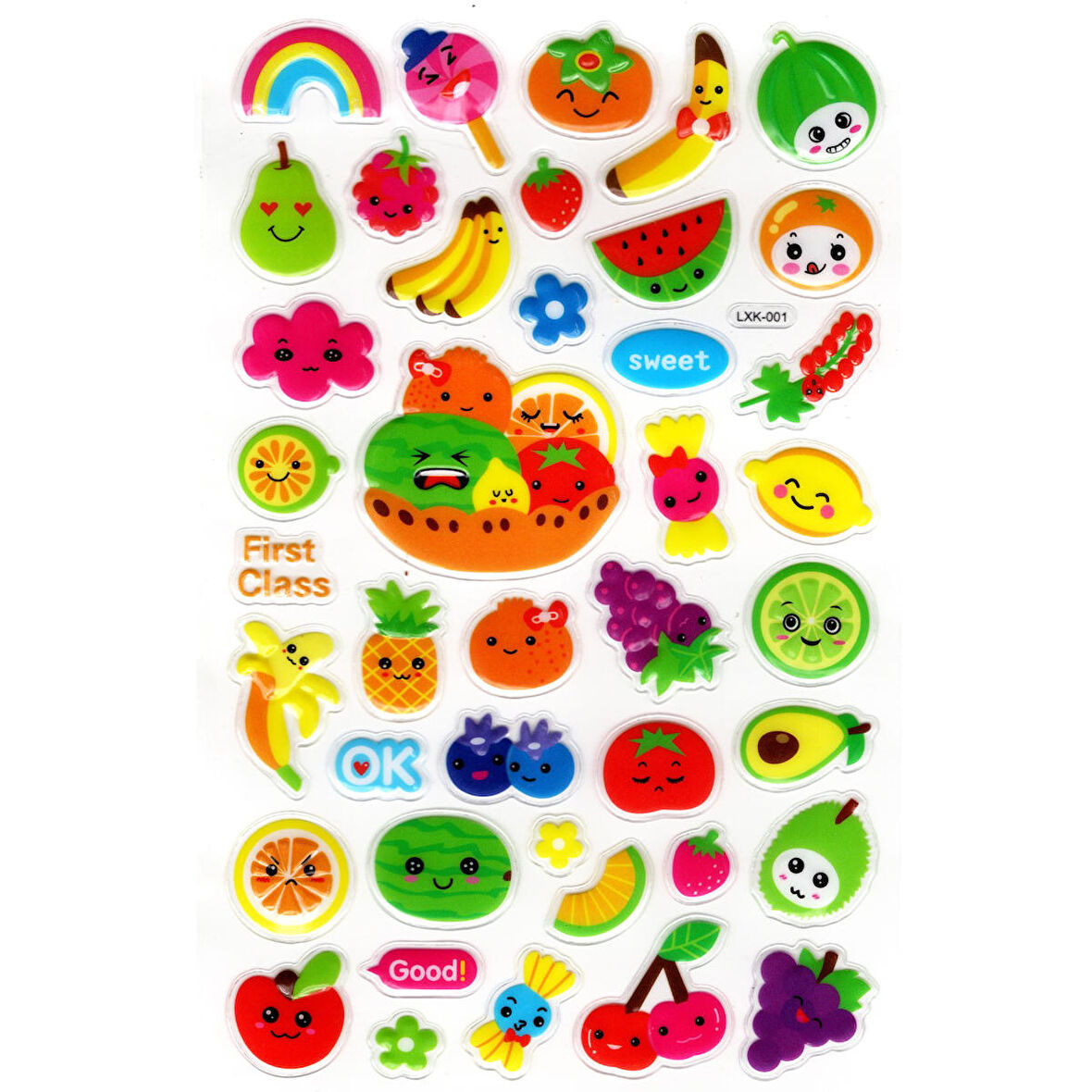 Sticker Kabartmalı Stiker Defter, Planlayıcı Etiket (lxk-001) - 22X14 cm - Kawaii Meyveler