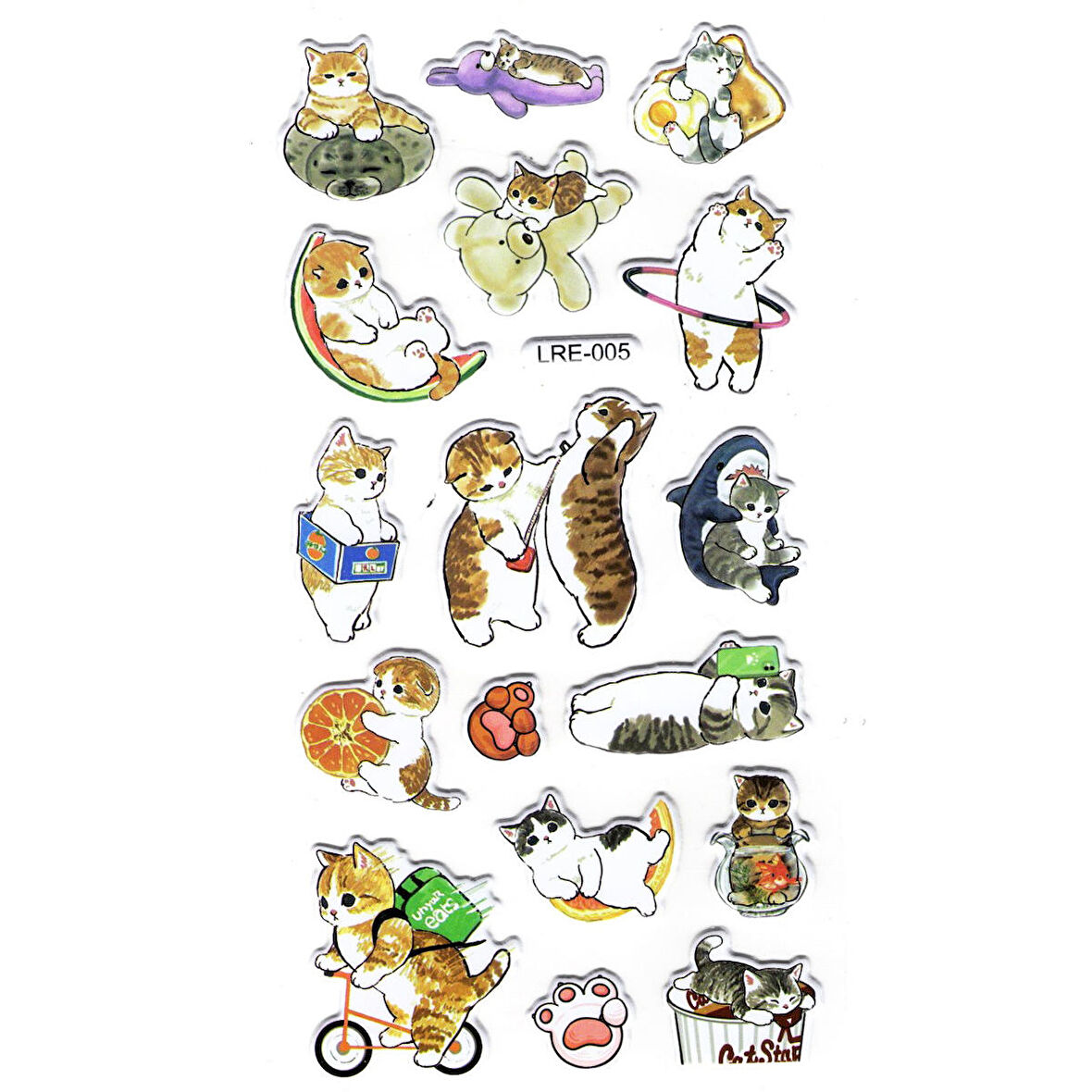 Sticker Kabartmalı Stiker Defter, Planlayıcı Etiket (lre-005) - 17X9 cm - Oyuncu Eğlenceli Kediler