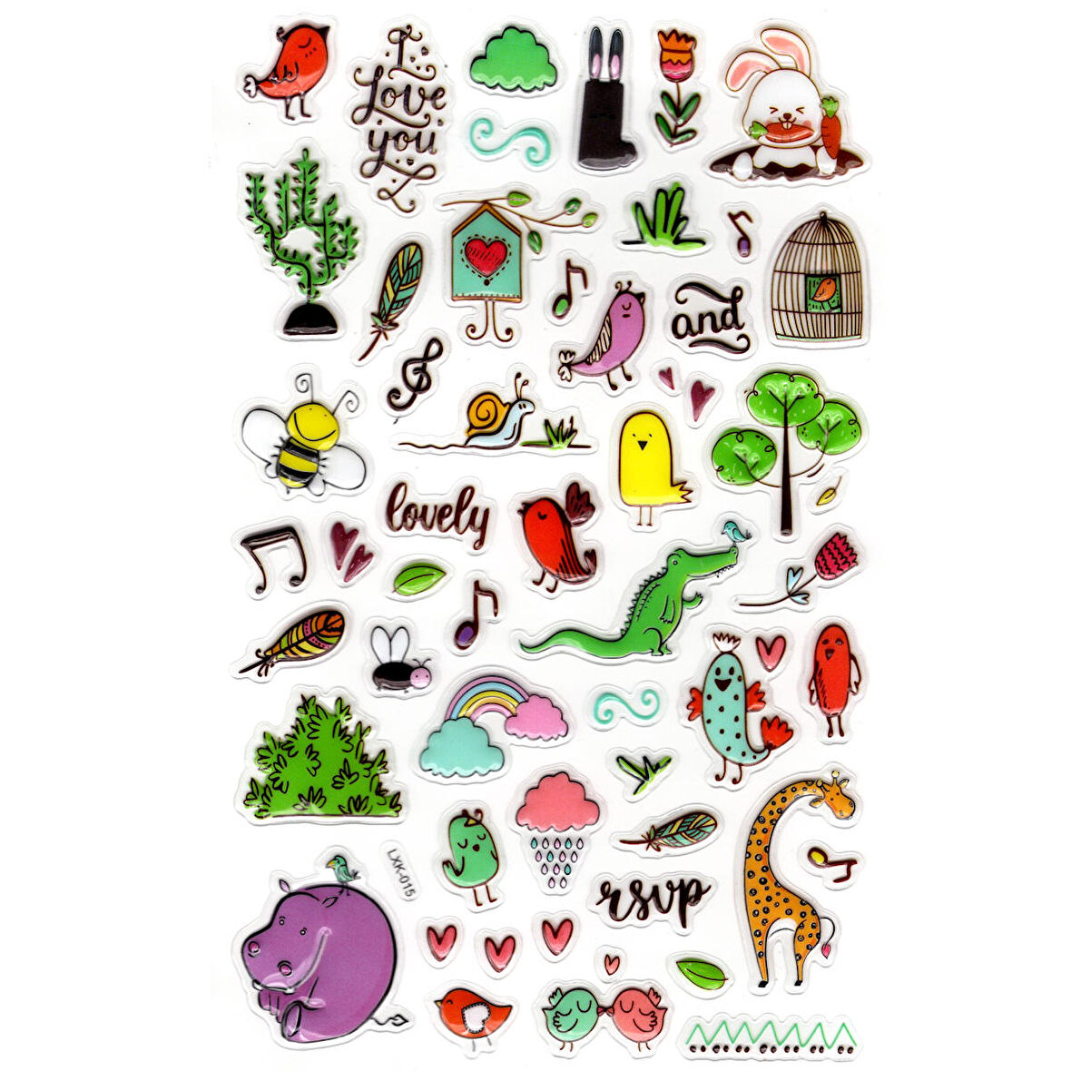 Sticker Kabartmalı Stiker Defter, Planlayıcı Etiket (lxk-015) - 22X14 cm - Hayvan ve Müzik