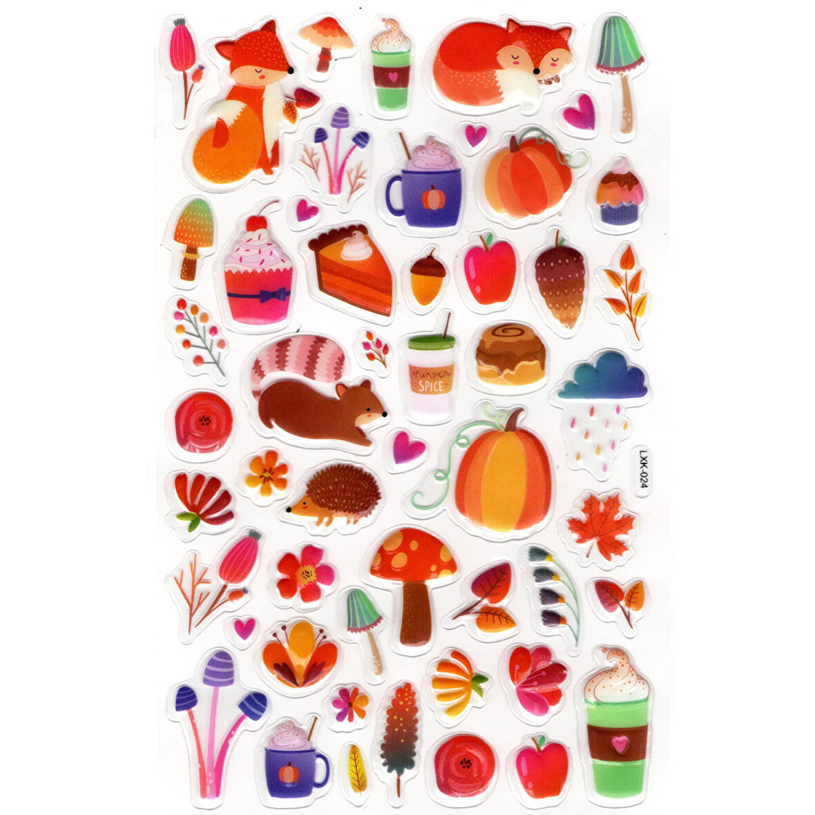 Sticker Kabartmalı Stiker Defter, Planlayıcı Etiket (lxk-024) - 22X14 cm - Sevimli Tilki ve Kirpi