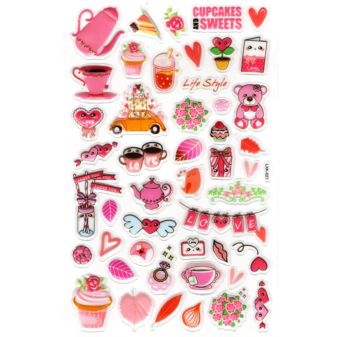 Sticker Kabartmalı Stiker Defter, Planlayıcı Etiket (lxk-021) - 22X14 cm - Pembe Love Ayıcık