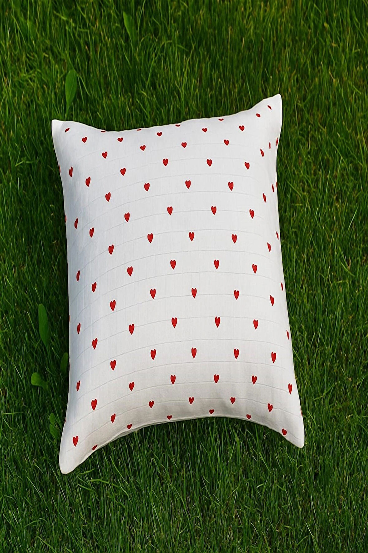 More Home Müslin yastık kılıfı  % 100 pamuklu Yıldılı Kalpli 35x44 