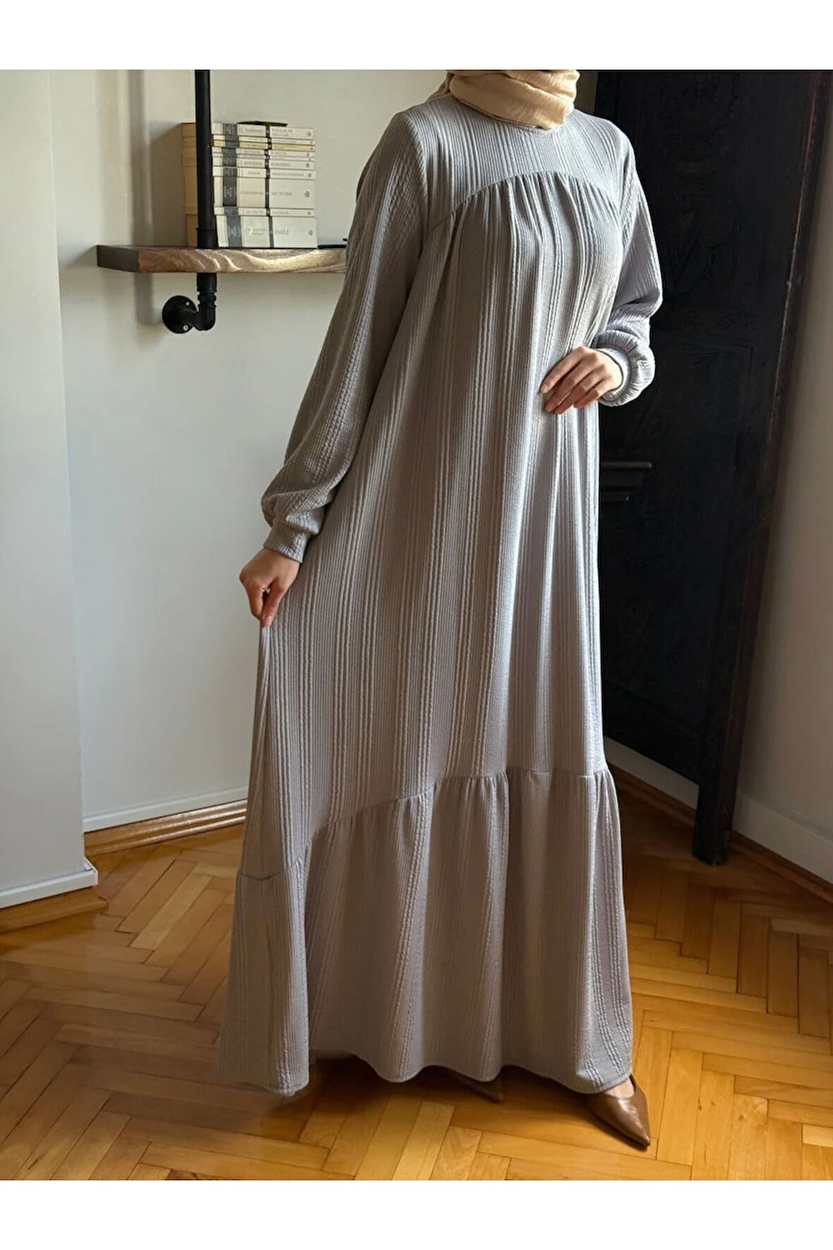 Robadan ve Etekten Büzgülü Örme Elbise 2419 NAVRA |