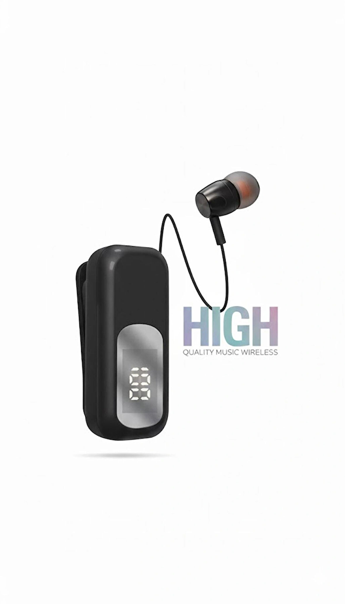 Klipsli Bluetooth Kulaklık | Dijital Ekranlı Kablosuz Yaka Müzik Alıcısı Stereo Hi-Fi Kablosuz Kulaklık, HD Ses Teknolojisi