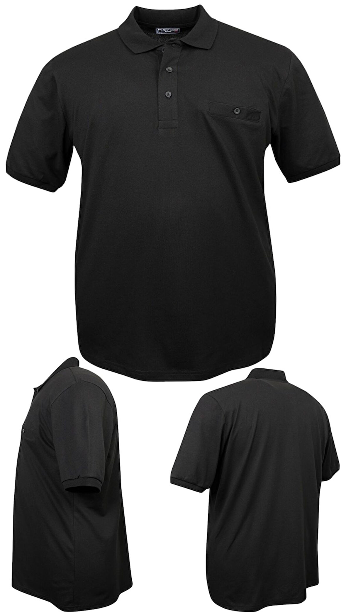 Erkek Büyük Beden 115 - 155 Kilo Arası Uygun Bedenli Likralı Pike Polo Yaka Cepli Tişört