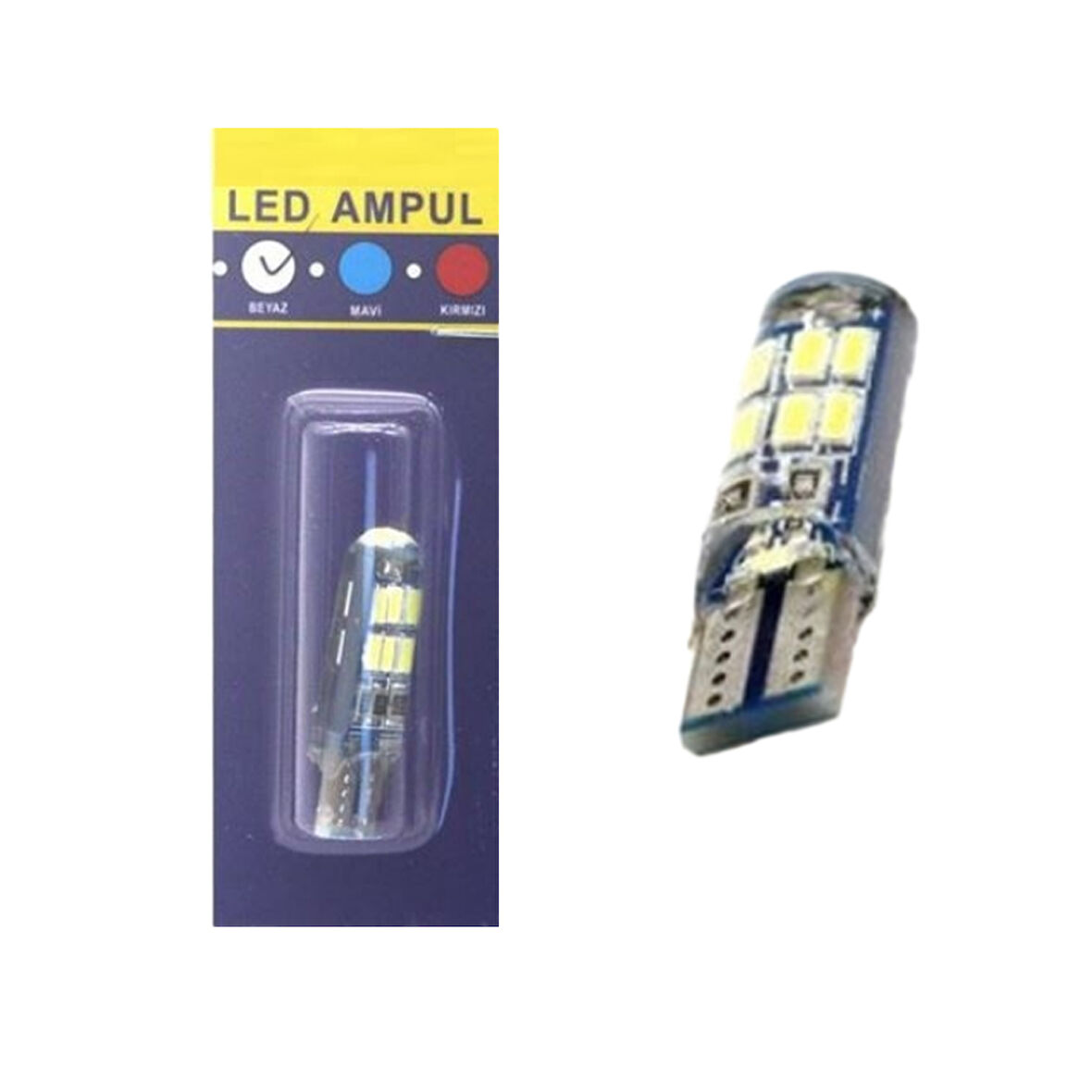 Carub Park Ampulü Dipsiz 15 Led Fiber Silikon T10 12V 5W Beyaz