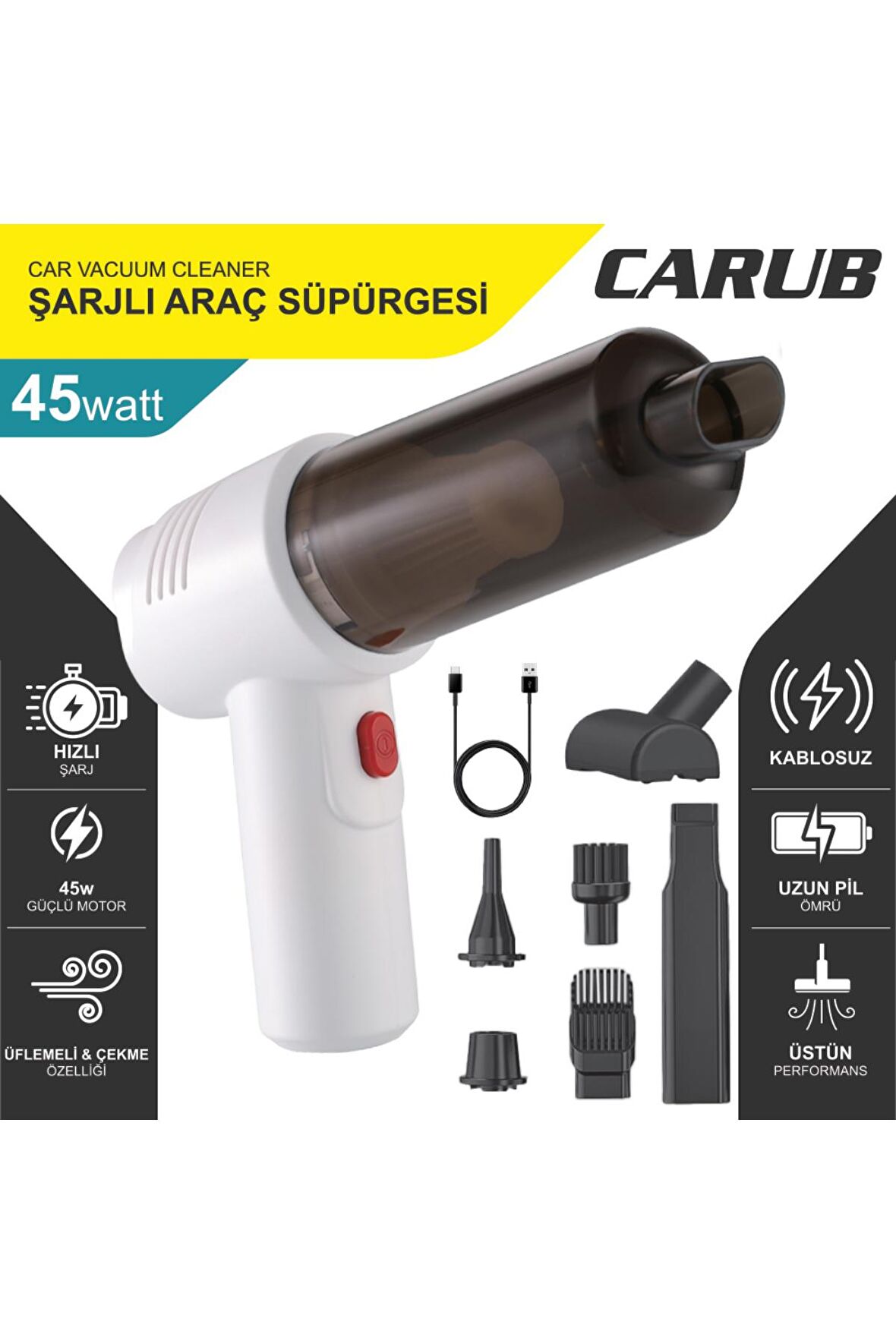 BR0909010 ARAC SUPURGESi 12V 45W SARJLI KABLOSUZ LUX