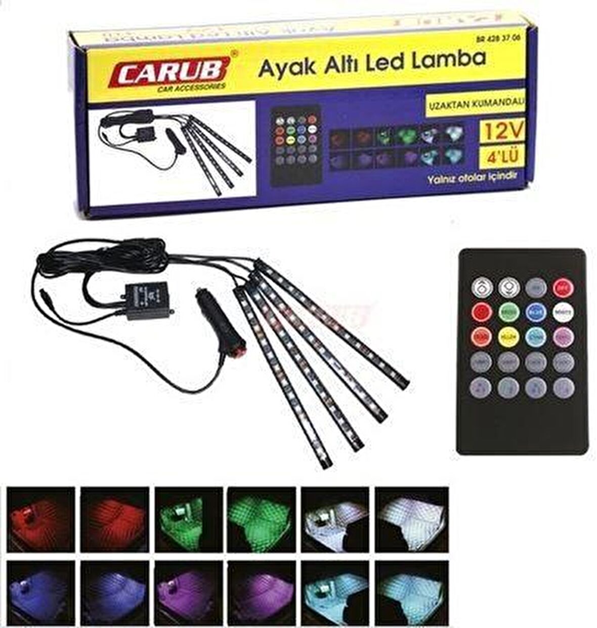 CARUB AYAK ALTI LED LAMBA UZAKTAN KUMANDALI 12V 4LÜ