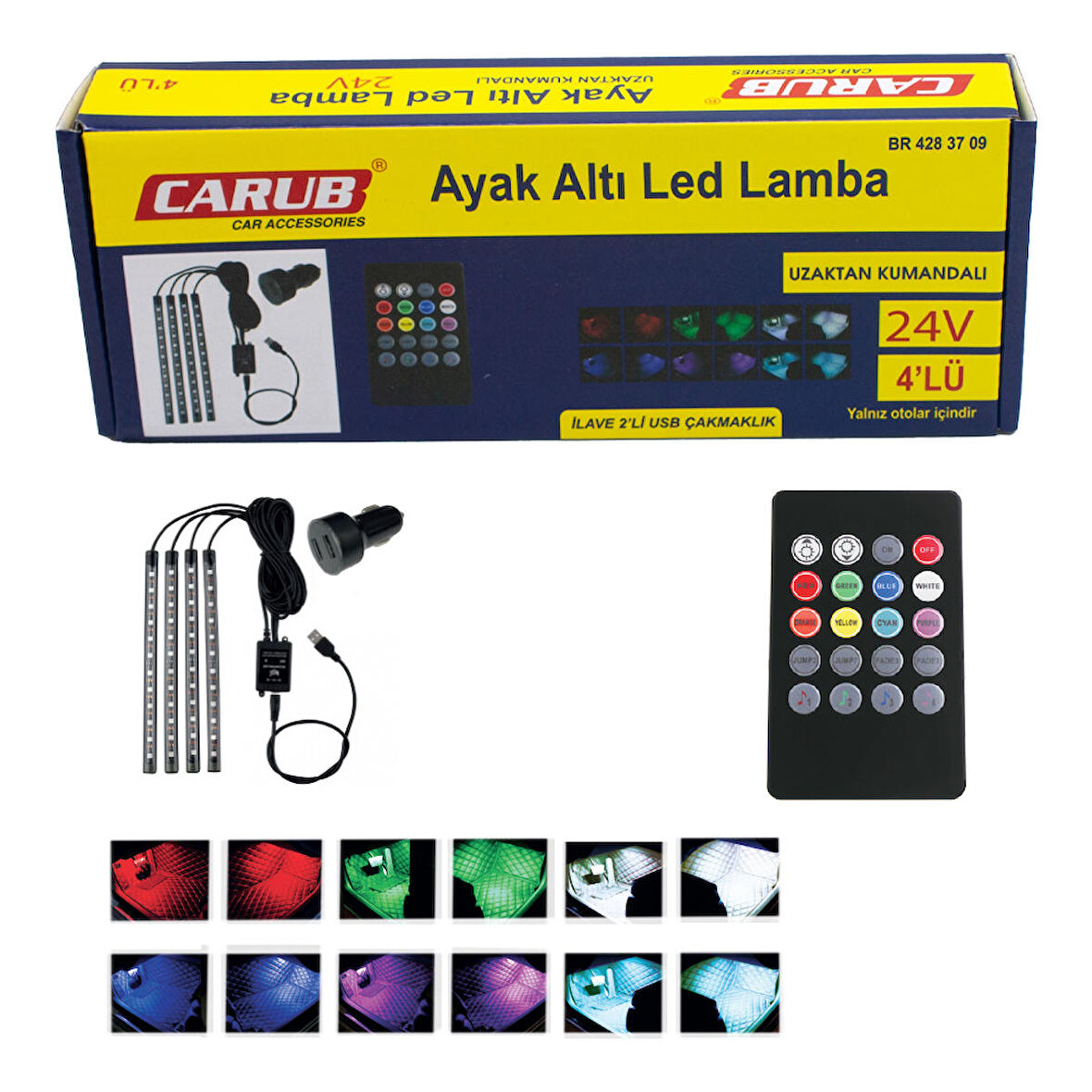 CARUB BR4283709 LAMBA AYAK ALTI 12 LED 24V 4LÜ U.K. KUMANDA