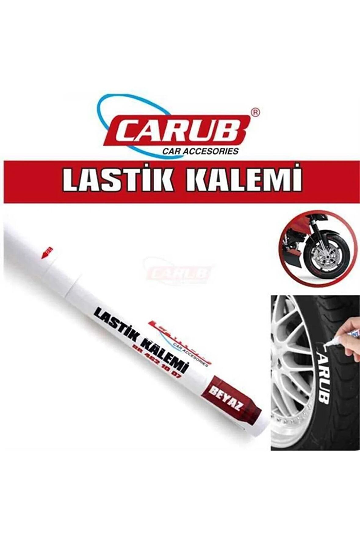 Lastik Yazma Kalemi Bilyalı Beyaz