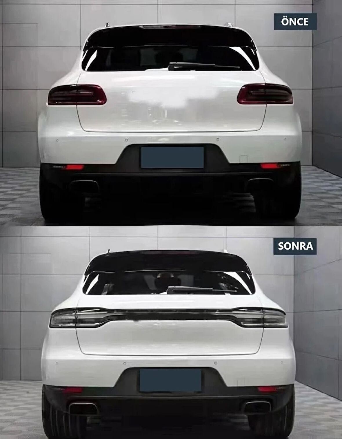 Porsche Macan (2014-2018) Arası Uyumlu Bagaj Kapağı ve Led Stop 2018+ Görünüm Facelıft /Smoke