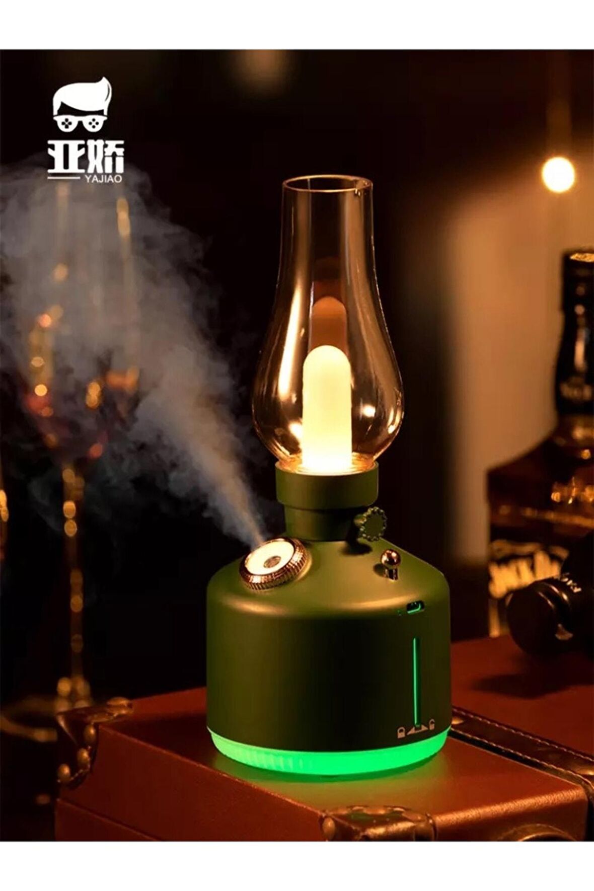 Şarj Edilebilir Dekoratif Lamba Kandil 300ml Oda Hava Nemlendirici Buhar Makinesi Koku Giderici