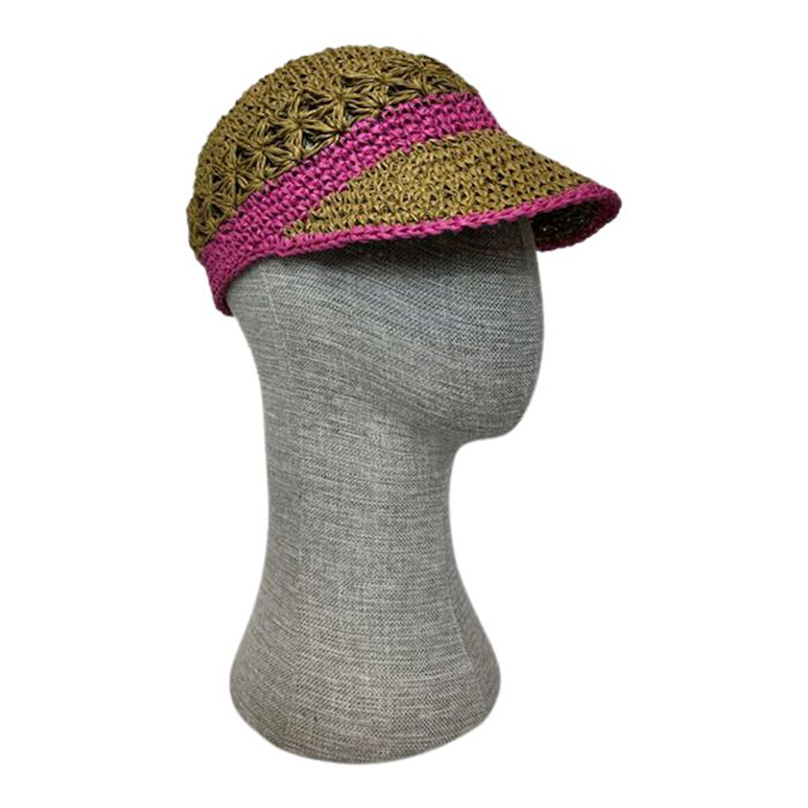 Uretti - Necla 4345 9115 El Örgüsü Kağıt İp Yazlık Siperli Kasket Şapka - M