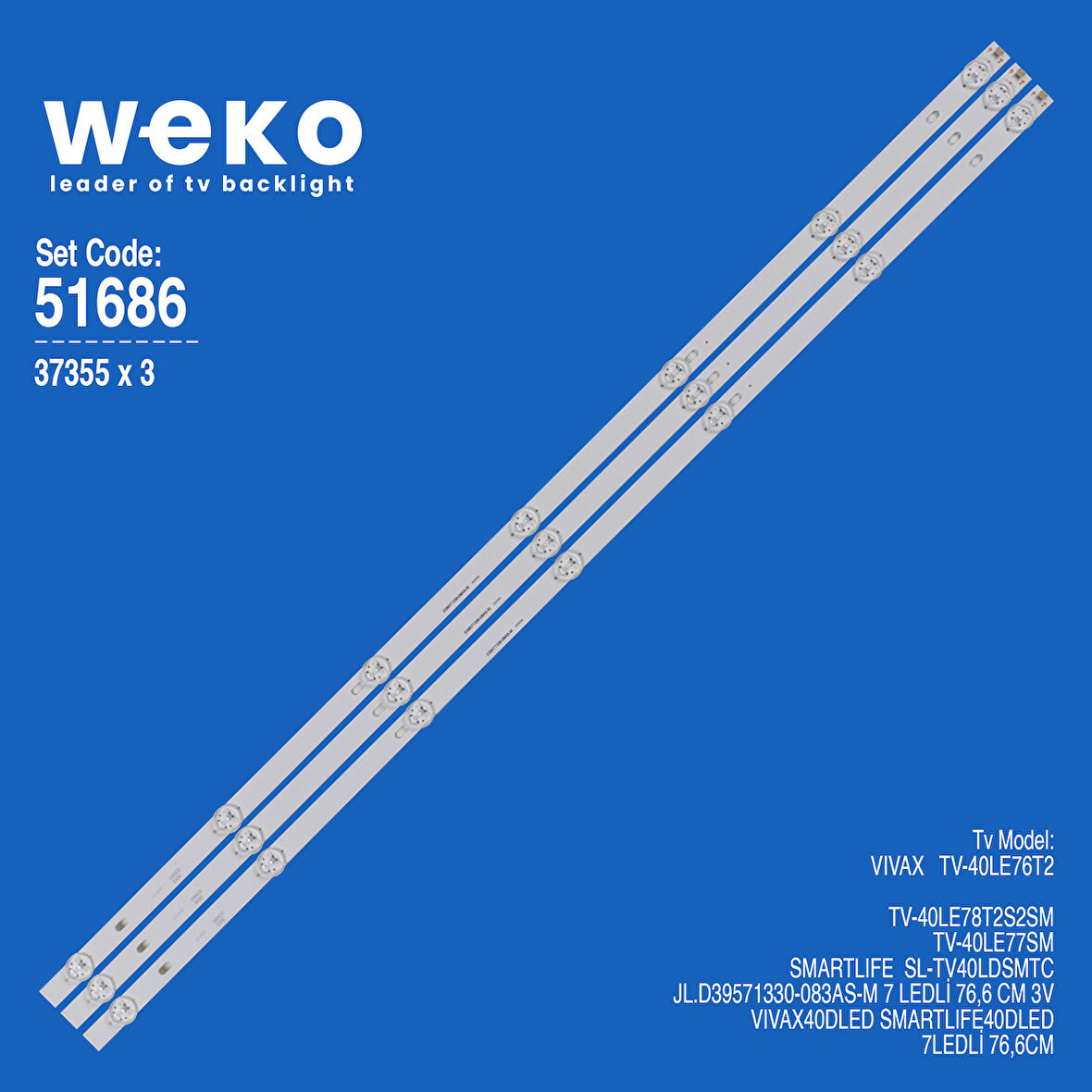 WKSET-6686 37355X3 JL.D39571330-083AS-M 3 ADET LED BAR