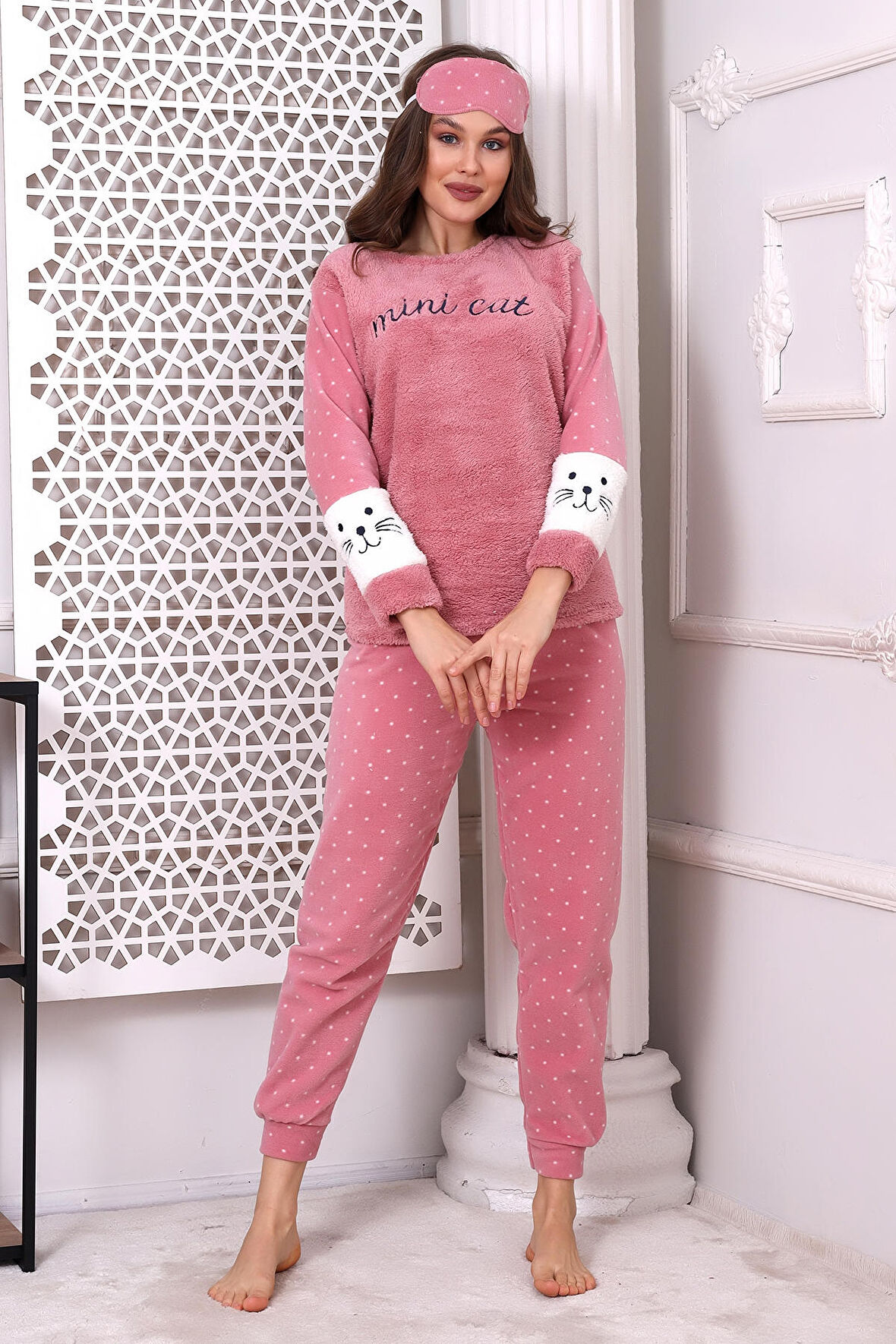 Fwn 3012 Peluş Welsoft Polar Kışlık Yumoş Kadın Pijama Takımı