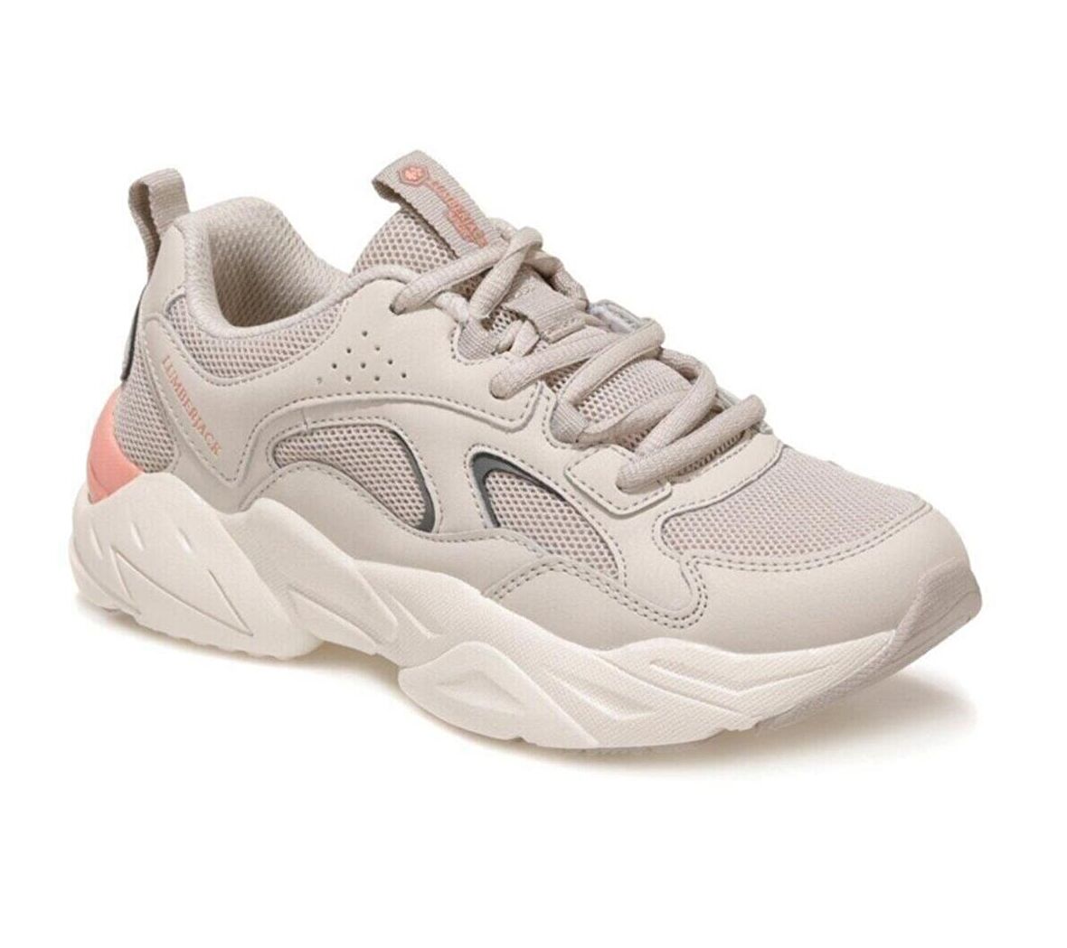 Lumberjack DAKOTA Kalın Taban Kadın Günlük Spor Sneakers Ayakkabı Beyaz-Turuncu