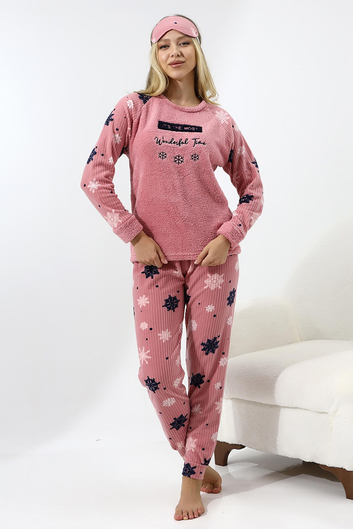 Fawn 5009 Peluş Welsoft Polar Kışlık Yumoş Kadın Pijama Takımı