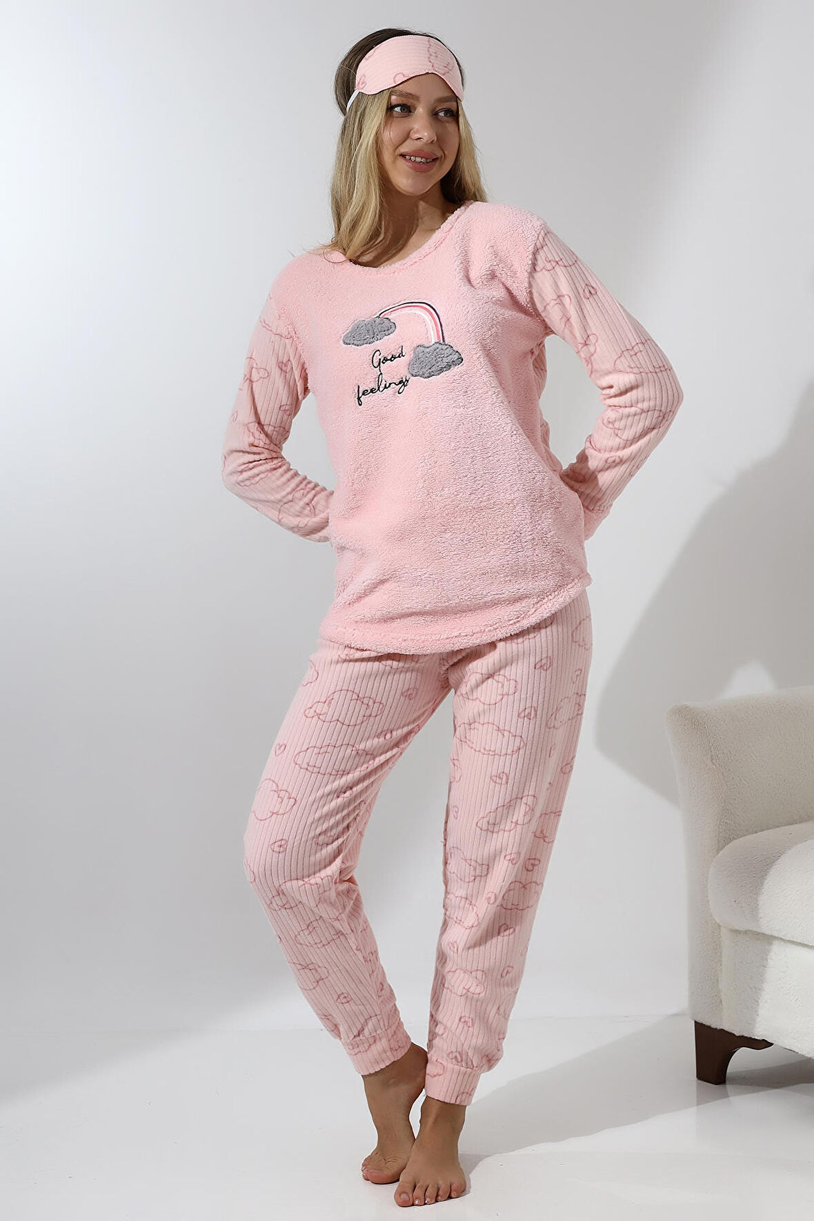 Fawn 5010 Peluş Welsoft Polar Kışlık Yumoş Kadın Pijama Takımı