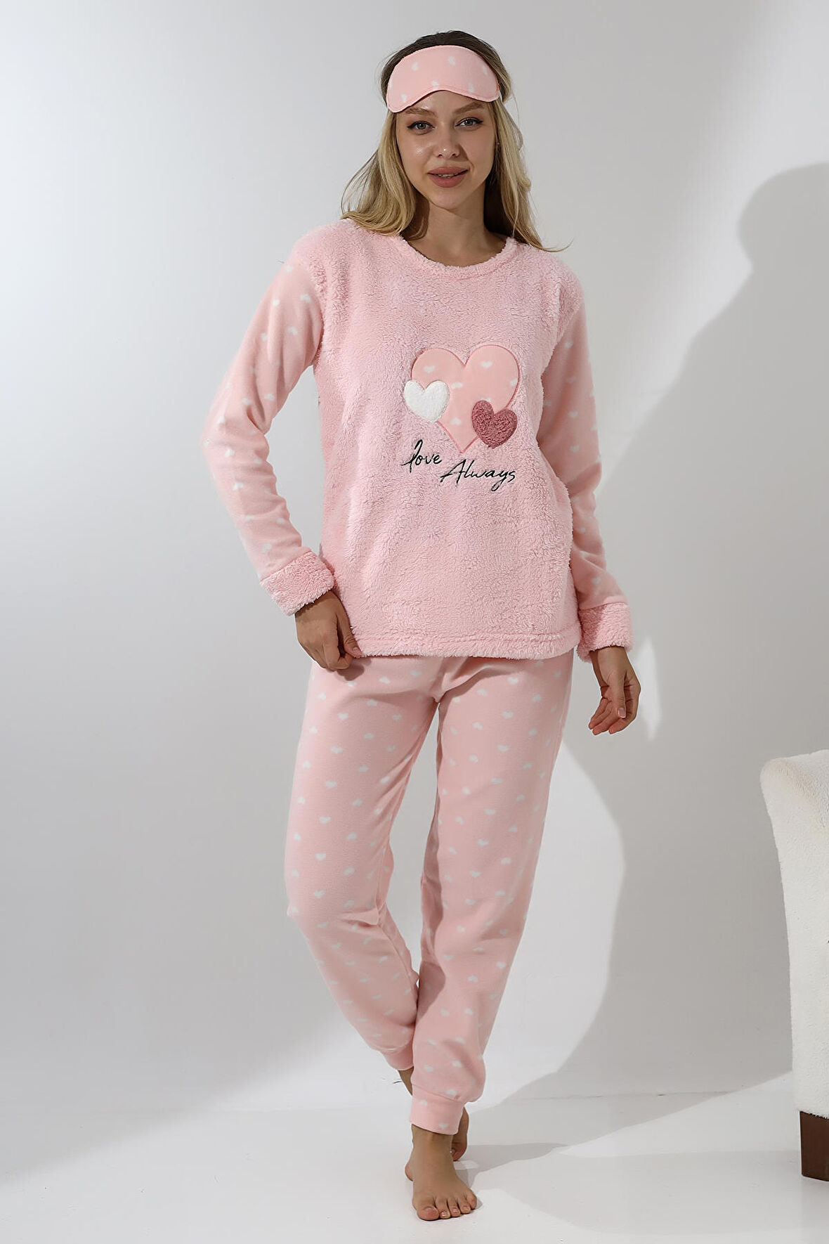 Fawn 5003 Peluş Welsoft Polar Kışlık Yumoş Kadın Pijama Takımı