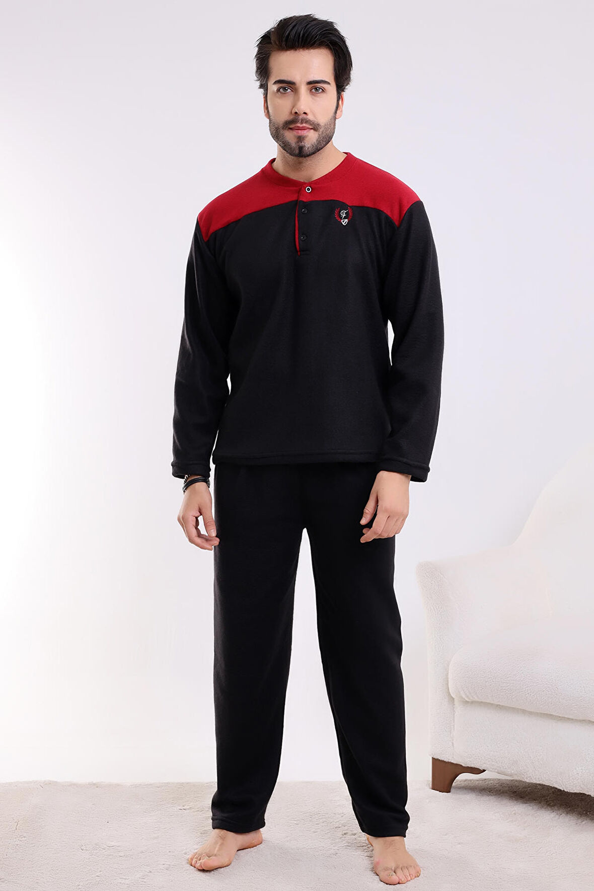 Falkon 7204 Polar Kışlık Erkek Ev Pijama Takımı Uyku Takımı