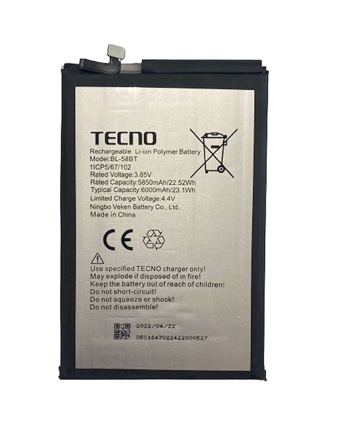 TECNO POUVOIR 4 PRO PİL BATARYA BL-58BT