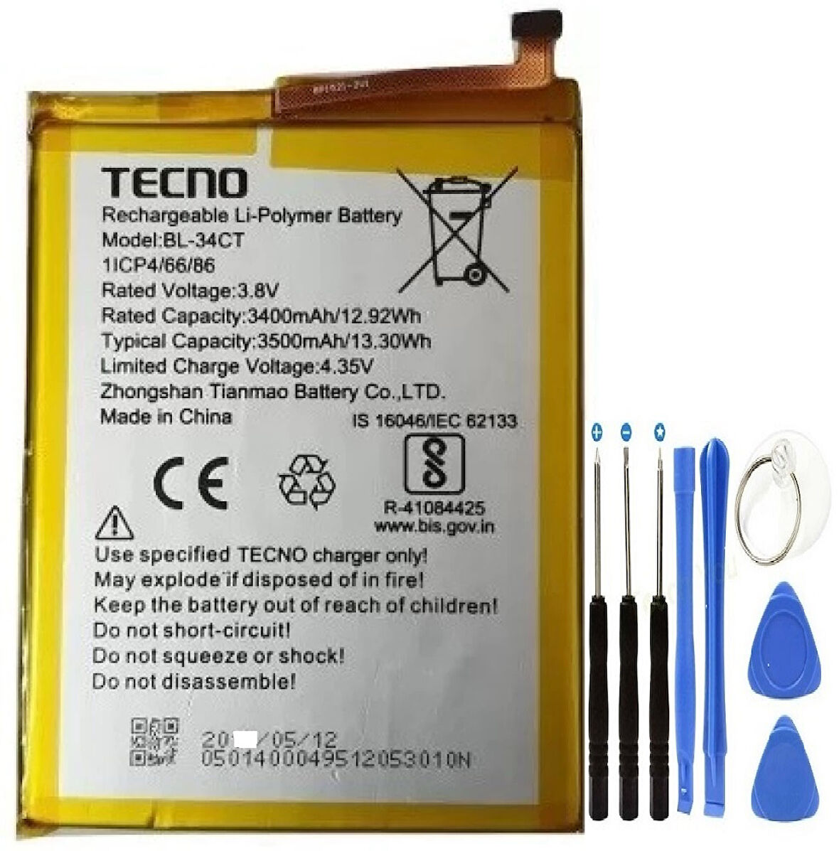 Tecno Camon iSky 3 Pil Batarya BL-34CT+Tamir Seti