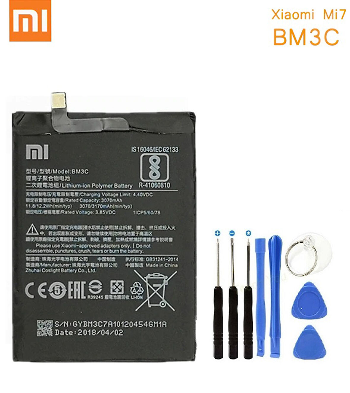 Xiaomi Mi 7 Batarya Pil BM3C + Tamir Seti