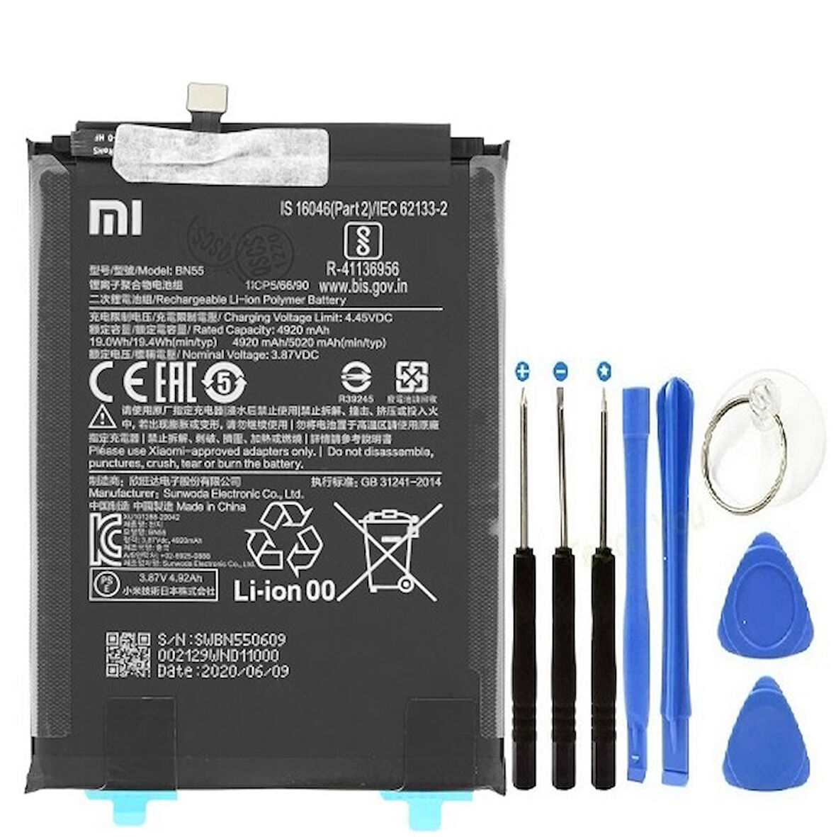 Xiaomi Redmi Note 9S Pil Batarya + Tamir Seti BN55 5020 mAh