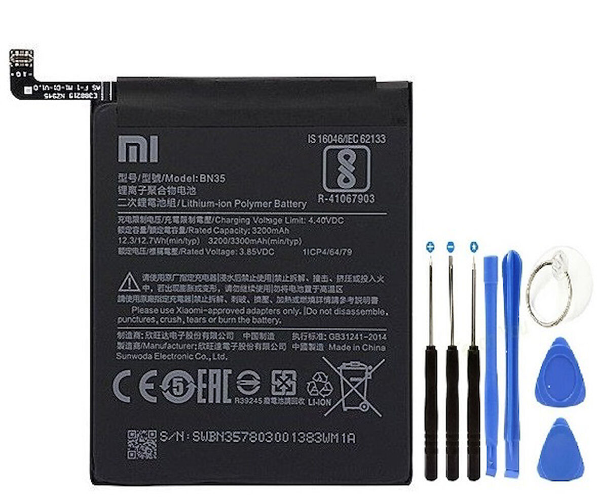 Xiaomi Redmi 5 Pil Batarya + Tamir Seti BN35 3300 mAh