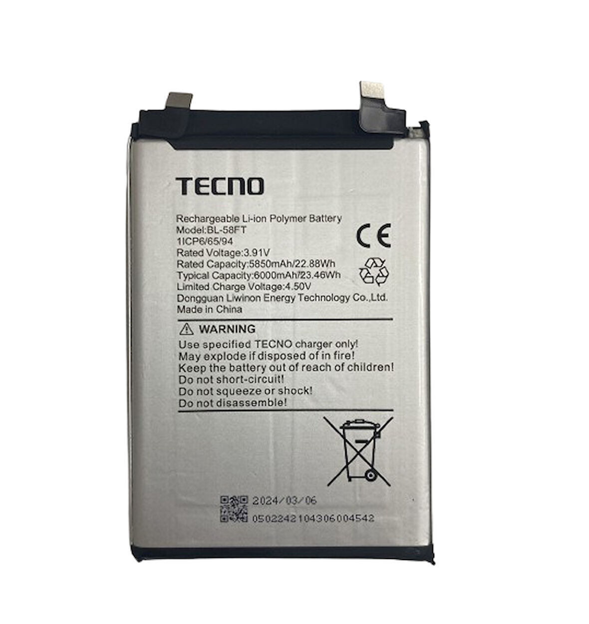 Tecno Pova 6 / Pova 6 Pro Pil Batarya BL-58FT 6000 mAh