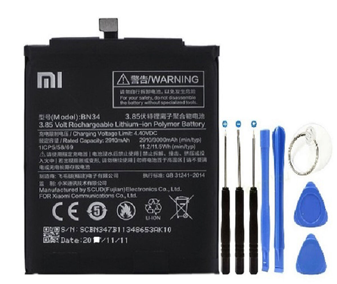 Xiaomi Redmi 5A BN34 Batarya Pil + Tamir Set