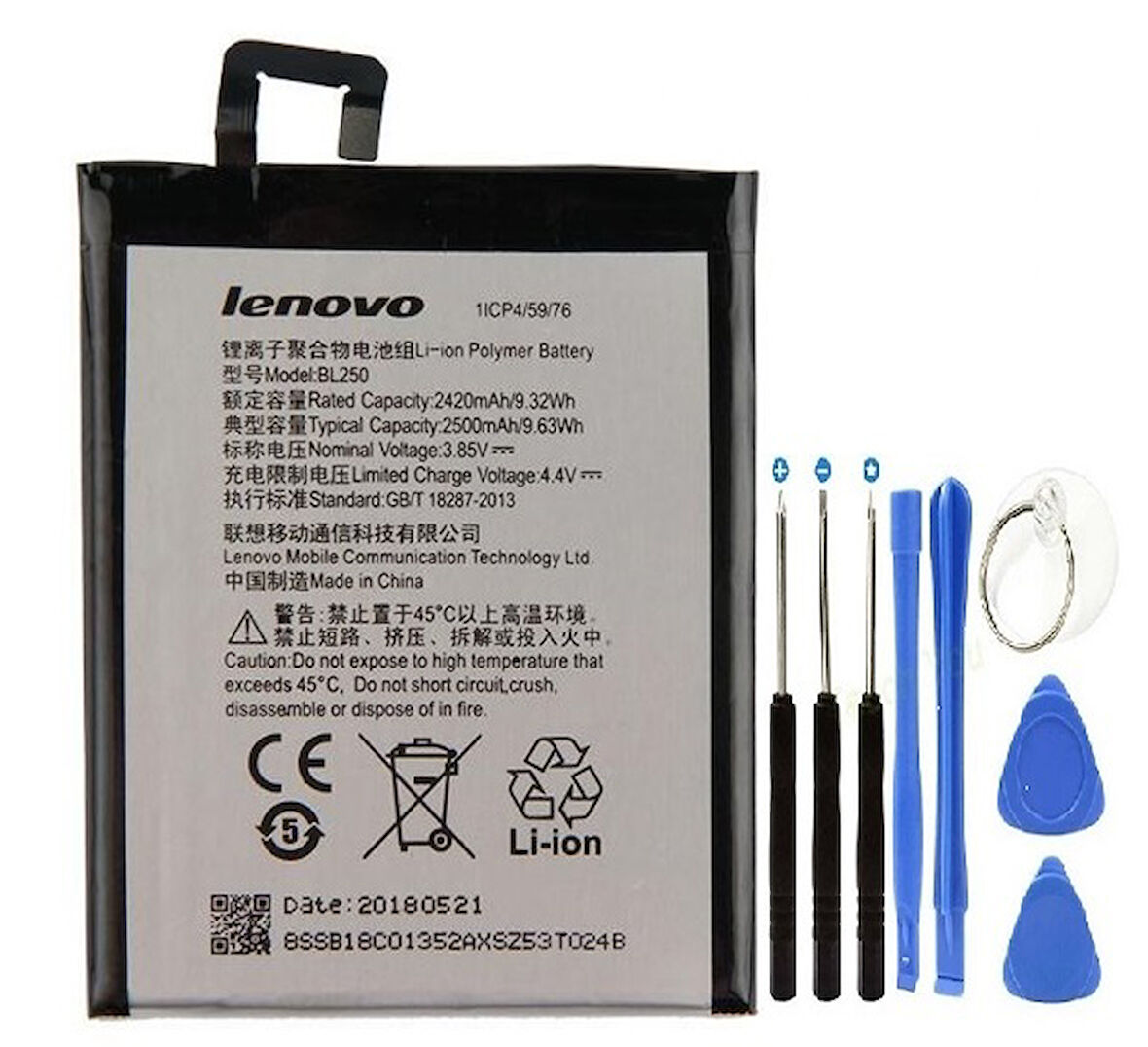 Lenovo Vibe S1 BL250 Batarya Pil + Tamir Seti