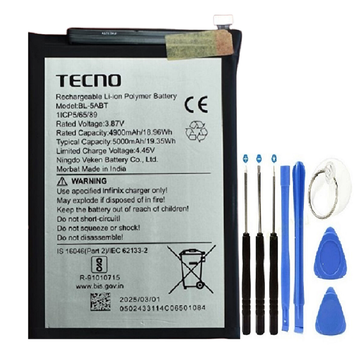 Tecno Spark 30 Pil Batarya BL-5ABT + Tamir Seti Hediyeli