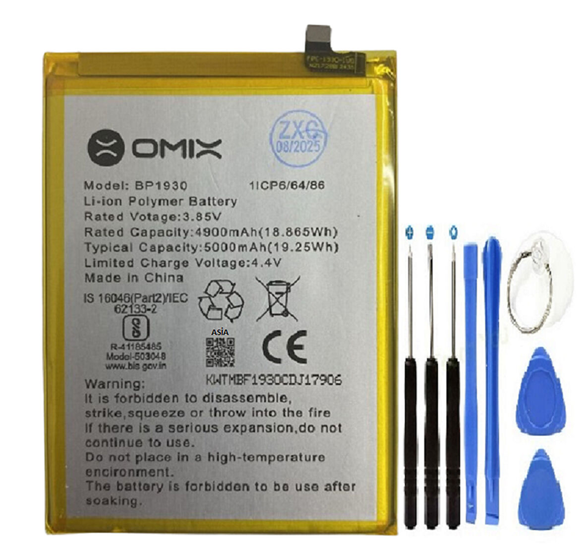 Omix X700 2. Nesil BP1930 Pil Batarya + Tamir Set 5000 mAh