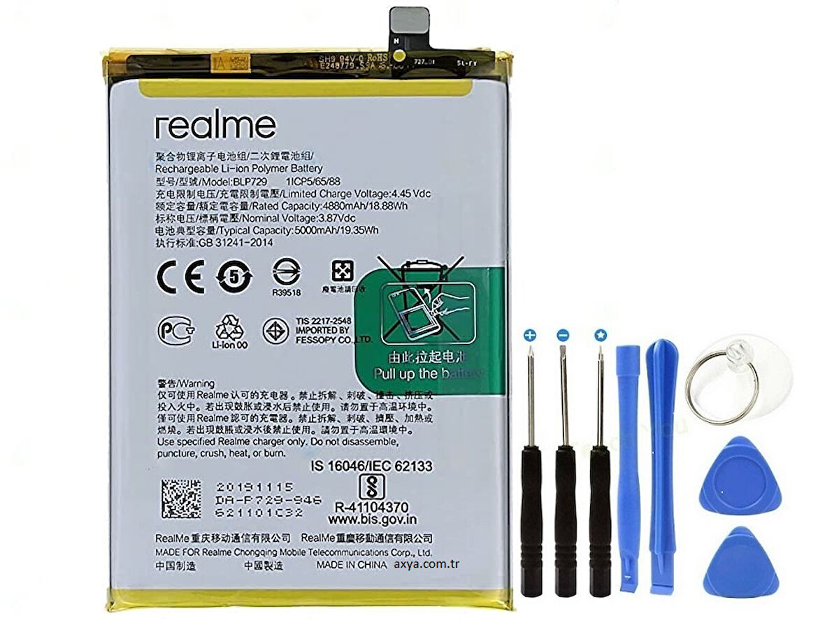 Oppo Realme C21 Pil Batarya BLP729 + Tamir Seti