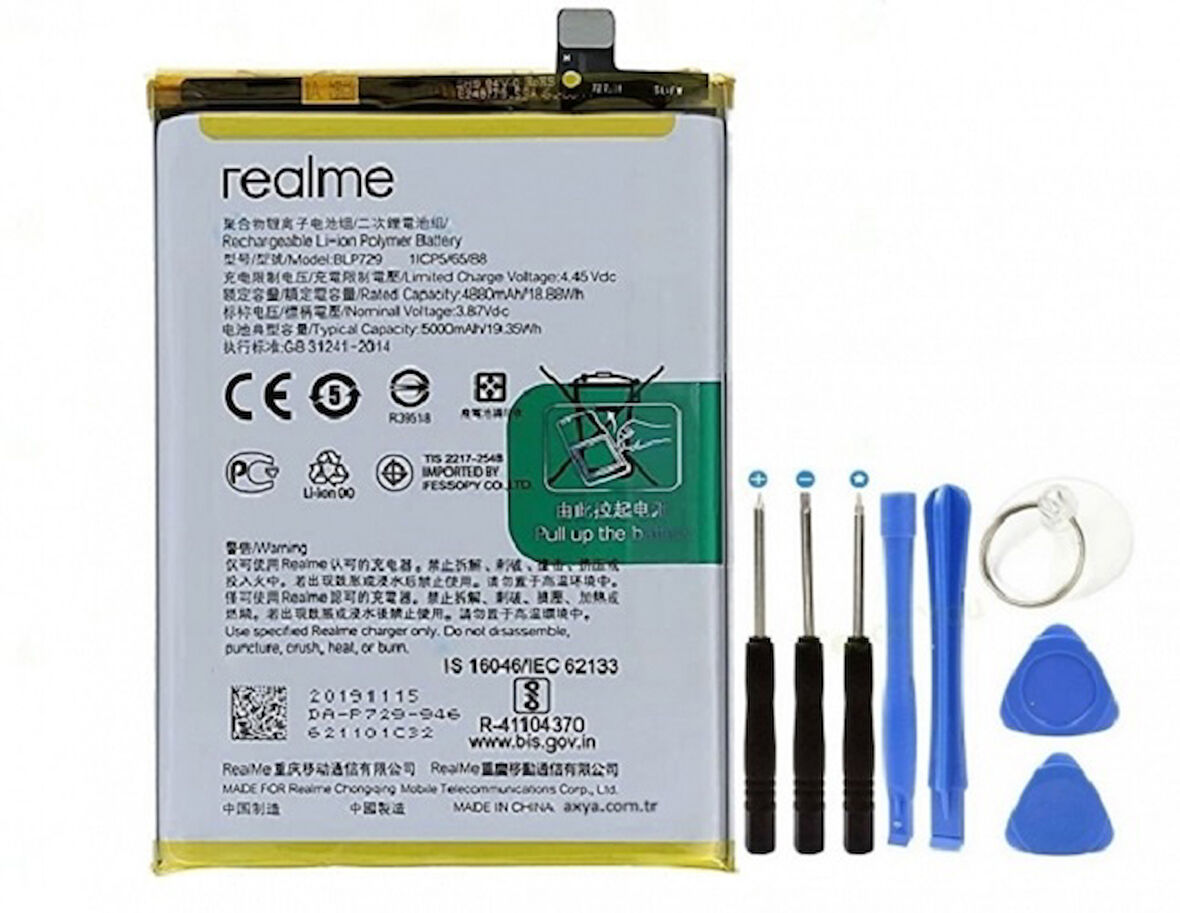 Realme 5/5i/C3 Pil Batarya BLP729+Tamir Seti
