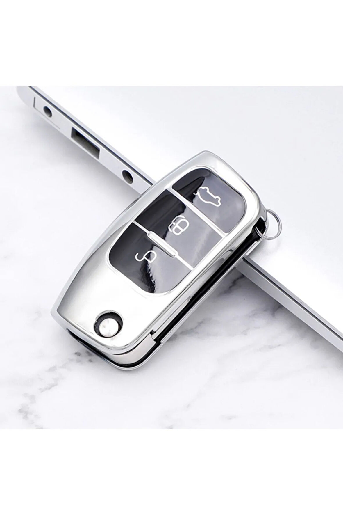 Focus 2 Lüx Anahtar Kılıfı Gümüş Renk