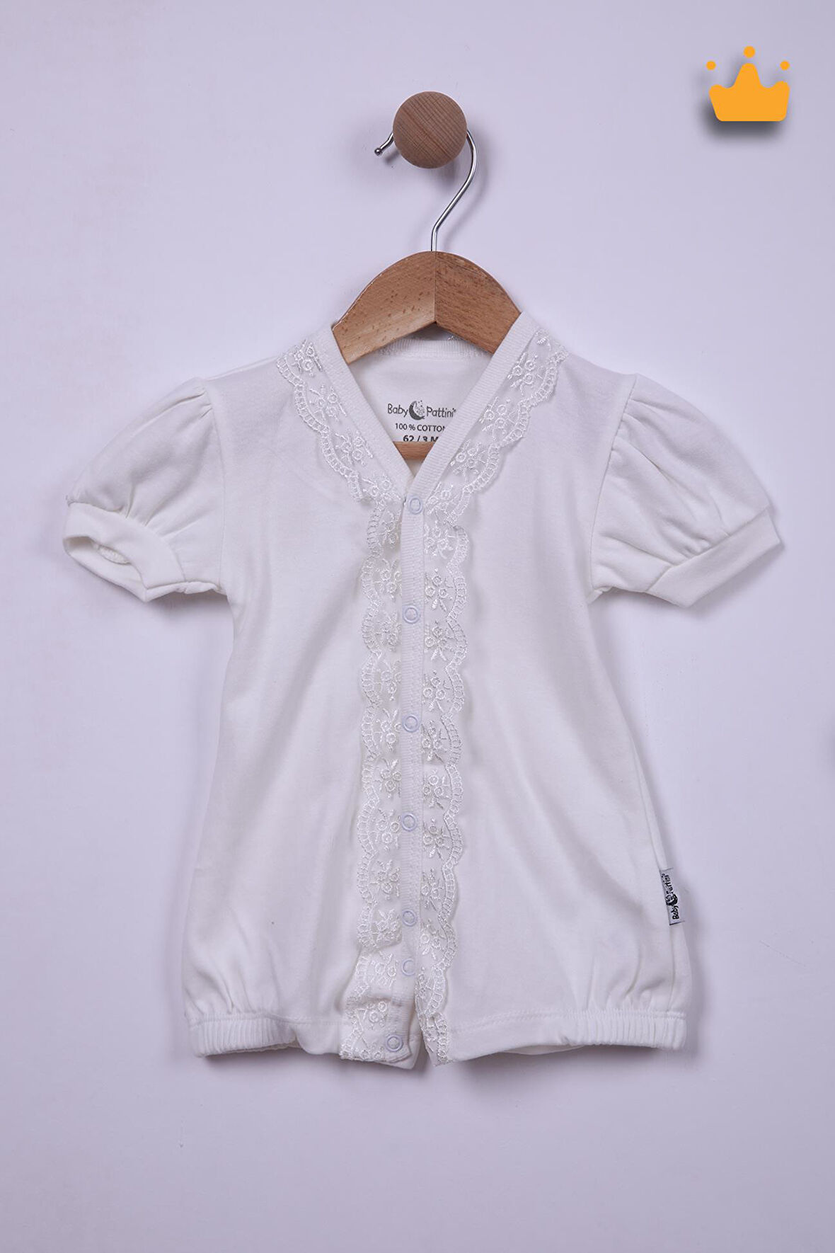 Babyhola %100 Pamuk Kız Bebek Güpürlü Kısa Tulum 1444