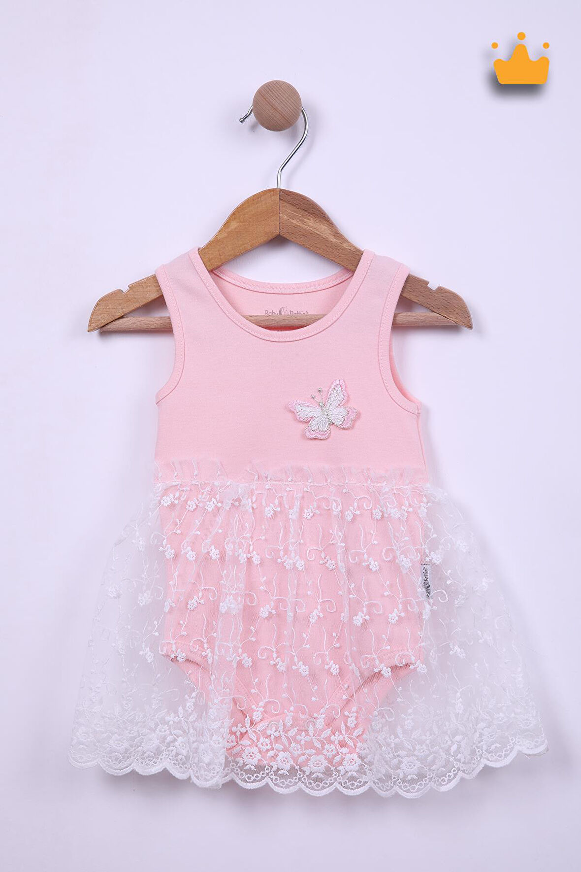 Babyhola %100 Pamuk Kız Bebek Tek Kat Elbise Atlet Badi 3528