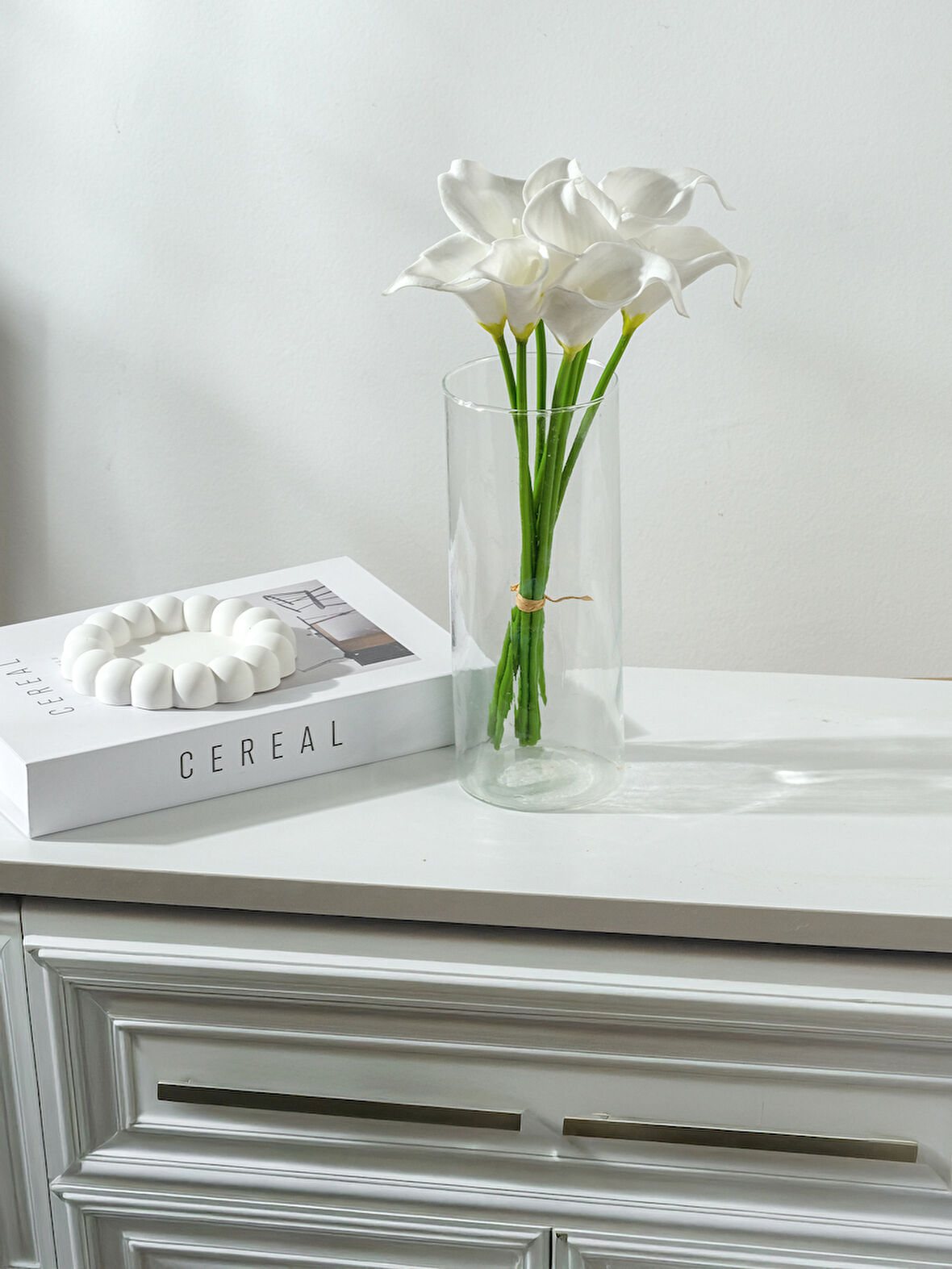 Yapay Çiçek Islak Gerçek Gala Çiçeği 8 Dal Net Beyaz 34 Cm