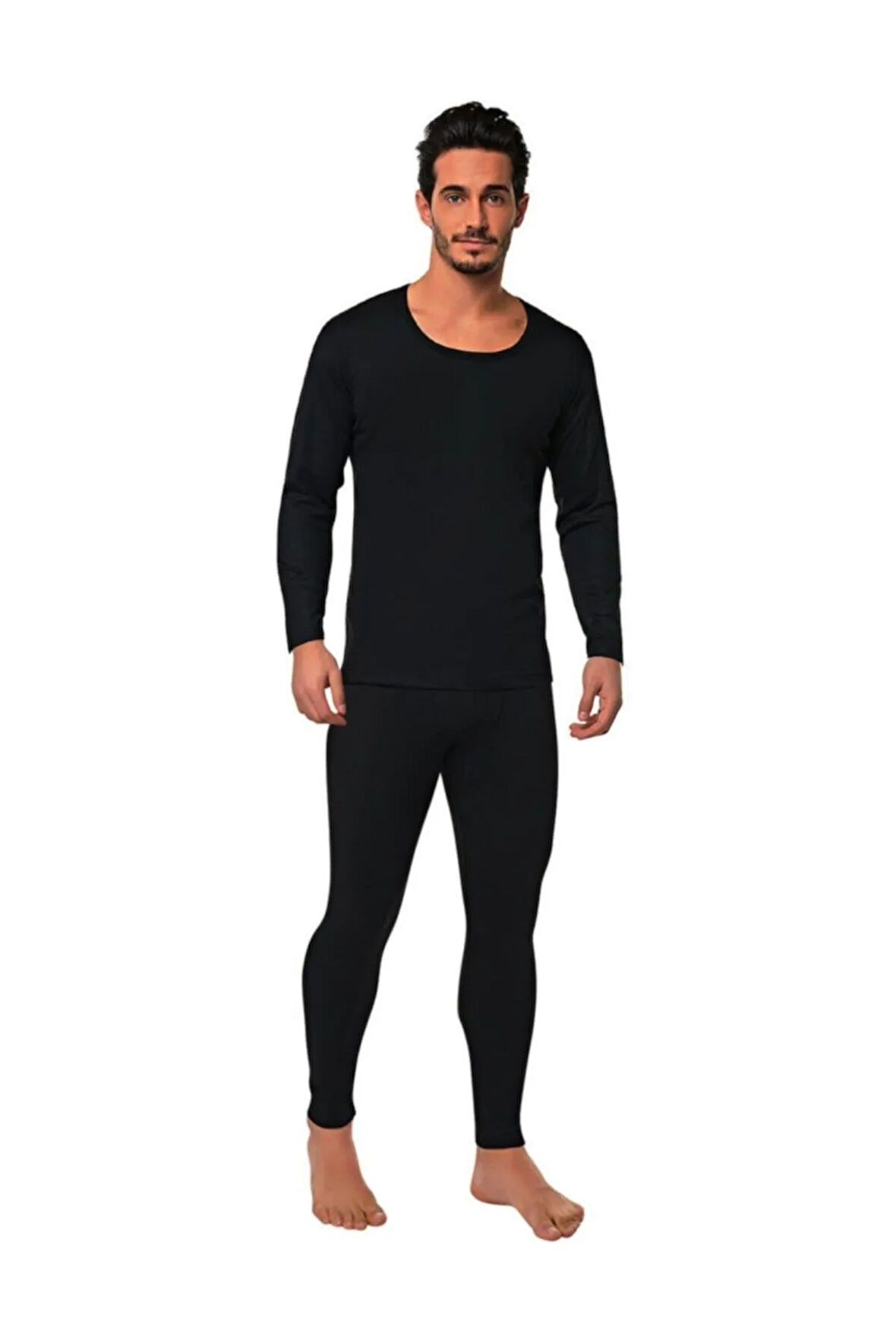 Erkek Siyah Termal Şardonlu Thermo Cool Uzun Kol Takım