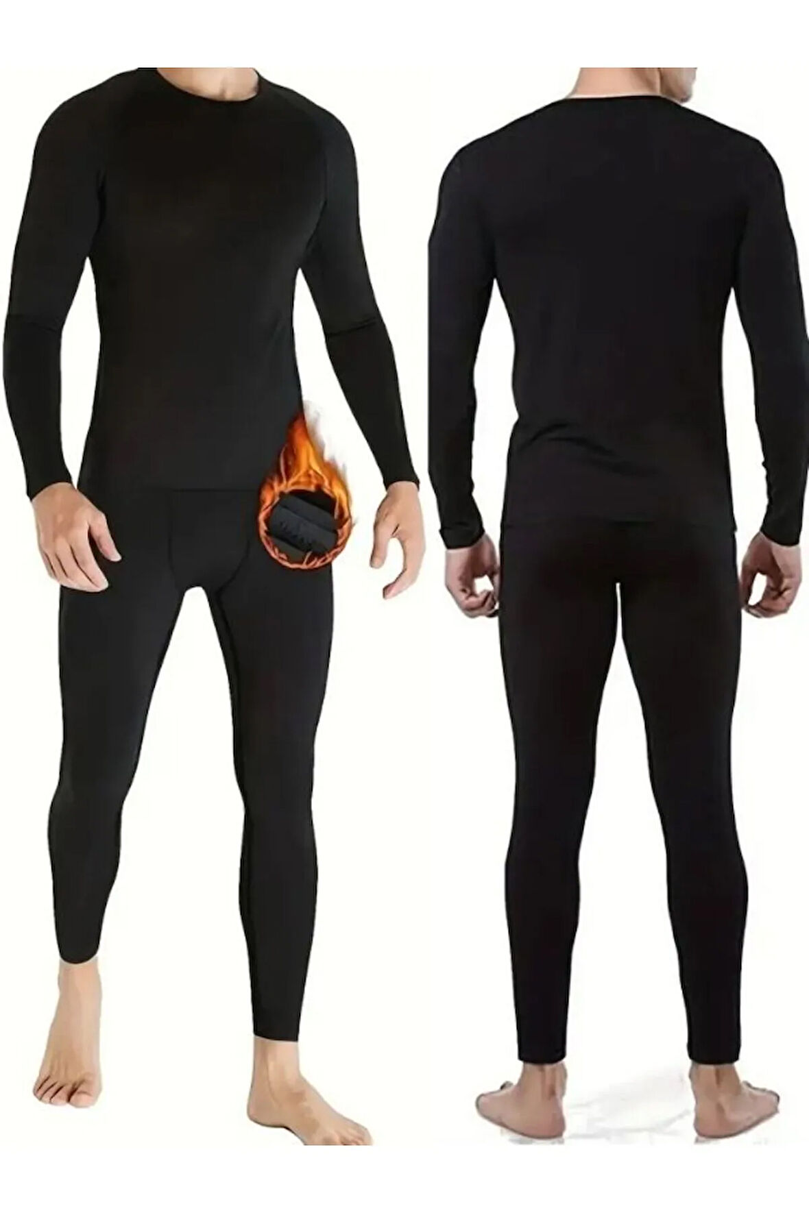 Unisex Siyah Alt Üst Takım Termal Içlik bere hediyeli