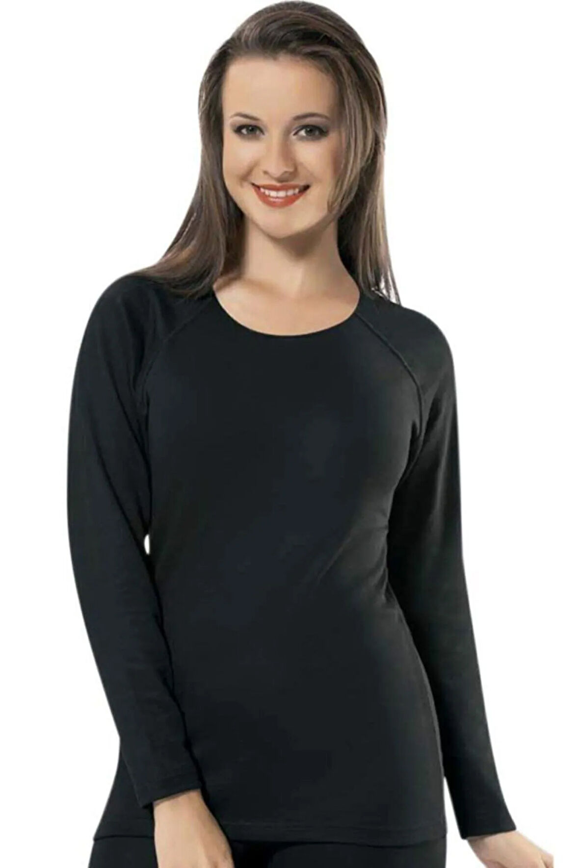 Kadın Siyah Uzun Kollu Üst Termal Sıcak Tutan Içlik