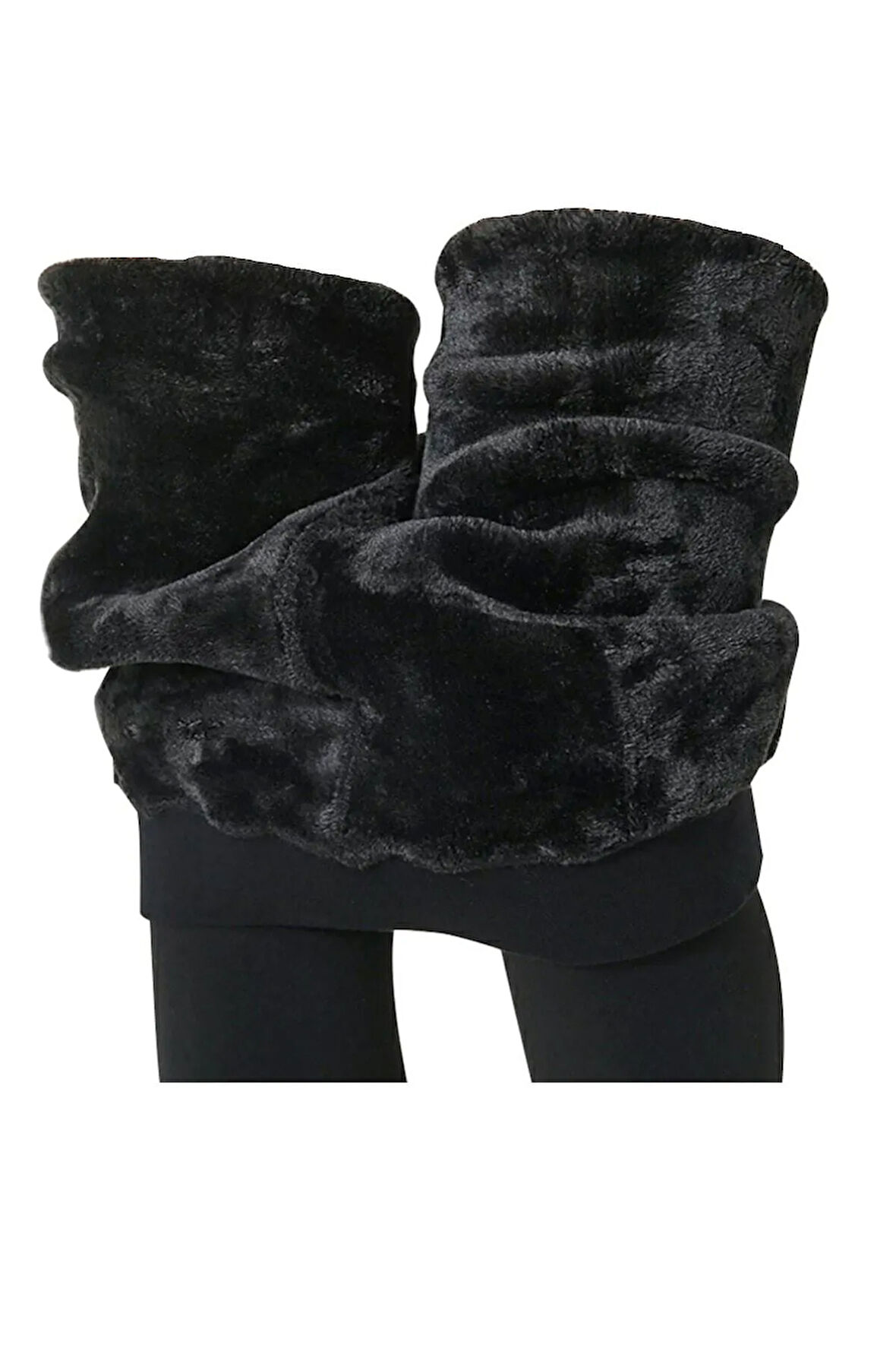 Kadın Siyah Termal Tayt Kışlık Içi Peluş