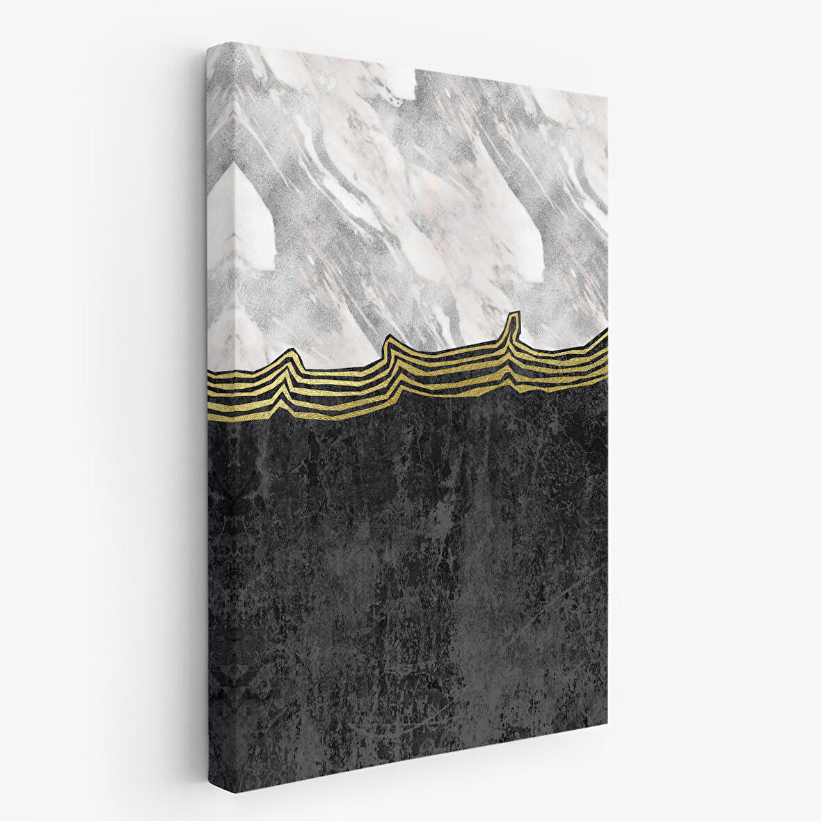 Siyah Beyaz Mermer Desenli Dekoratif Kanvas Tablo-5175