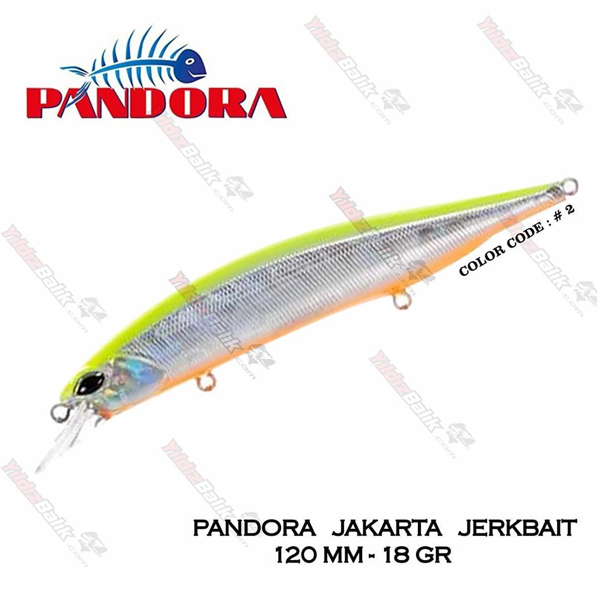 Pandora Jakarta Jerkbait 120Mm 18Gr - 2 Suni Yem